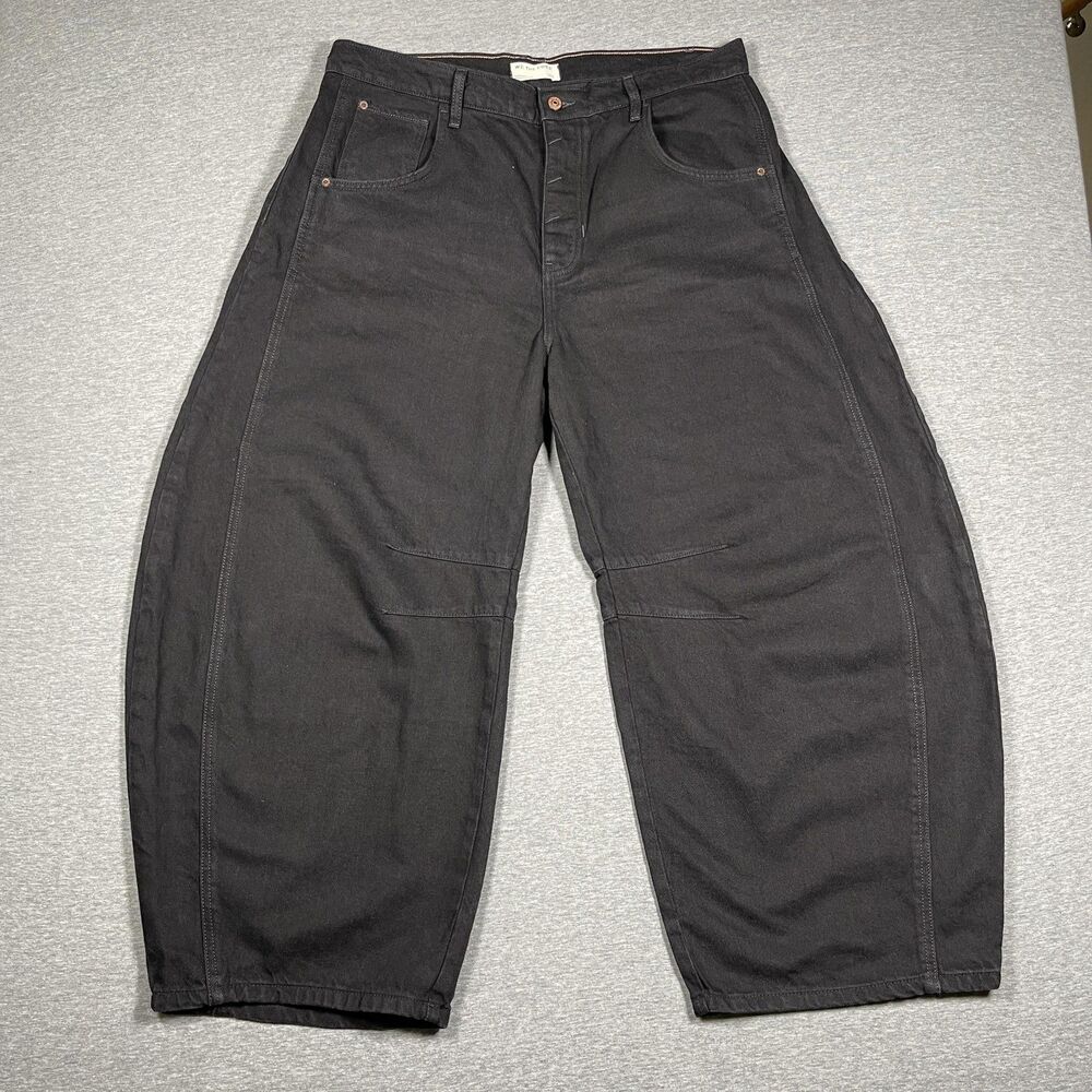 We The Free Jeans Womens 33 Black High Rise Relaxed Fit Denim Barrell Y2K Baggy